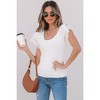 Amaryllis Women’s Eyelet Ruffle Sleeve Rib Knit Fitted Scoop Neck Top Feminine Flutter Detail - 4 of 4