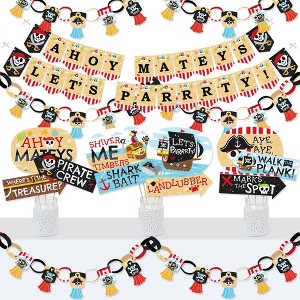 Big Dot of Happiness Pirate Ship Adventures - Banner and Photo Booth Decorations - Skull Birthday Party Supplies Kit - Doterrific Bundle - 1 of 4
