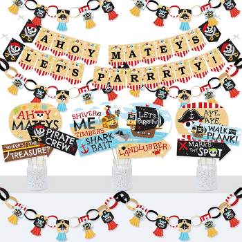 Big Dot of Happiness Pirate Ship Adventures - Banner and Photo Booth Decorations - Skull Birthday Party Supplies Kit - Doterrific Bundle