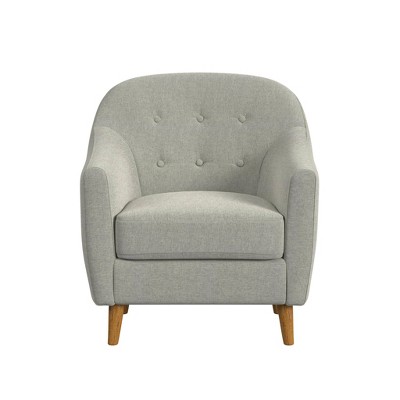 Button Tufted Accent Chair Gray - HomePop: Upholstered, Wood Legs, Light Brown Finish, Plush Seat