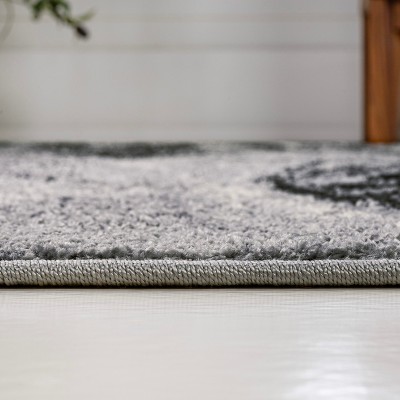 4' x 6' Black and Gray Abstract Synthetic Area Rug