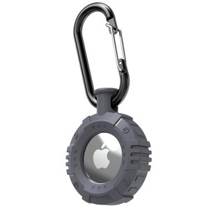 Vena Round TPU Case for Apple AirTag Holder Keychain Cover With Keychain Ring, Gray - 1 of 4