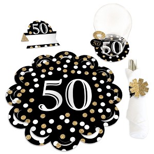 Big Dot of Happiness Adult 50th Birthday - Gold - Birthday Party Paper Charger and Table Decorations - Chargerific Kit - Place Setting for 8 - 1 of 4