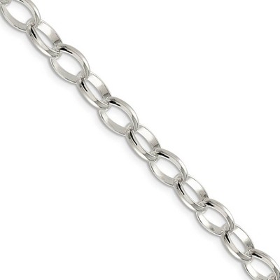 Black Bow Jewelry 8mm, Sterling Silver Oval Solid Rolo Chain Necklace