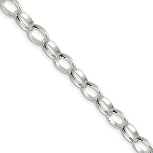 Black Bow Jewelry 8mm, Sterling Silver Oval Solid Rolo Chain Necklace - 1 of 4