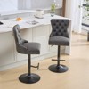 NicBex Set of 2 Velvet Swivel Bar Stools, Adjustable Height, Thick Tufted Back & Gold Trim Bar Chairs for Kitchen Island Home Pub - 2 of 4