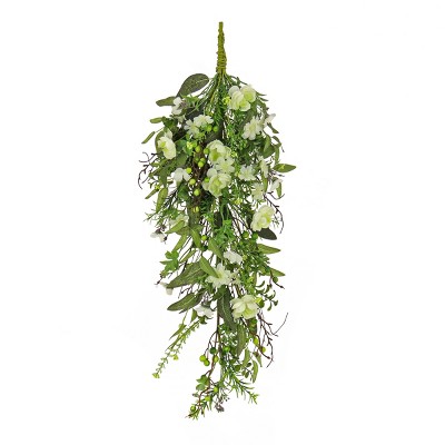 28" Artificial Blossoms and Berries Teardrop Swag - National Tree Company