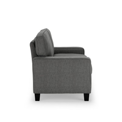Gray Microfiber Track Arm Loveseat with Removable Cushions