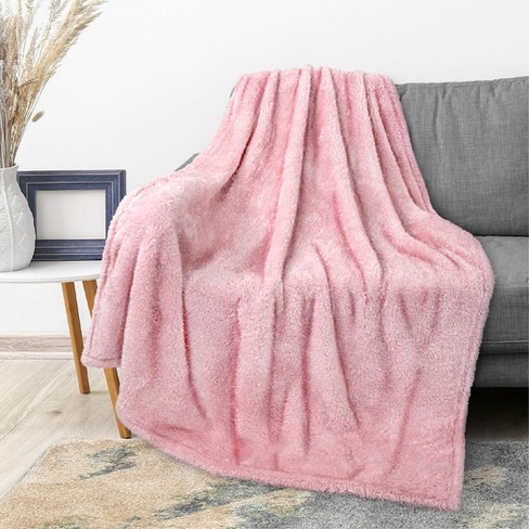 PAVILIA Tie-Dye Faux Fur Throw Blanket, Furry Fuzzy Fluffy Shaggy Plush  Warm Reversible Thick for Bed Couch Sofa, Pink/Twin - 60x80