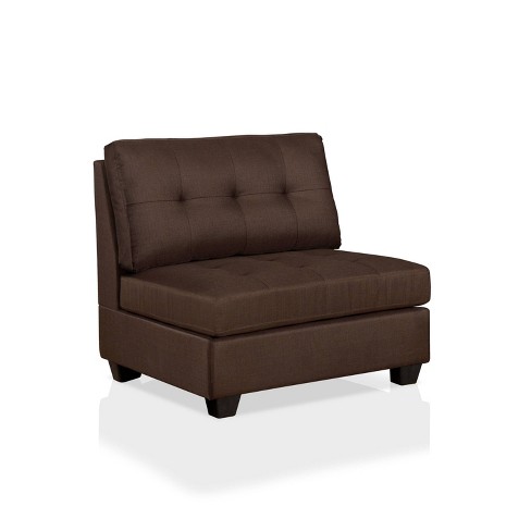 Nicolson Tufted Armless Chair Brown, Brown Armless Chair
