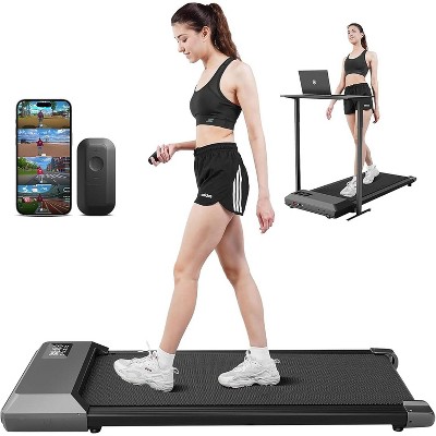 DeerRun 2 in 1 Under Desk WalkTreadmill, 2.5HP Low Noise Walking Pad Running Jogging Machine with Remote Control for Home Office