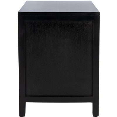 Devon Coastal Black Mahogany and Natural Rattan Nightstand