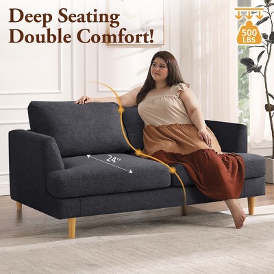 Gericco Loveseat Sofa 56" Mid Century Modern Small Couches for Small Spaces 2-Seat Upholstered Cushion Sofa Couches for Bedroom Apartment