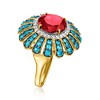 Ross-Simons 4.90 Carat Garnet and 1.60 ct. t.w. London Blue Topaz Ring With .40 ct. t.w. White Zircons in 18kt Gold Over Sterling - 3 of 4