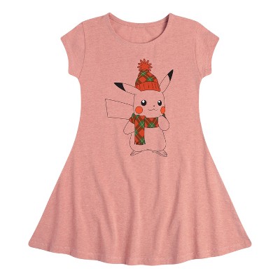 Girls' - Pokémon - Bundled Up Pikachu Fit & Flair Cap Sleeve Dress