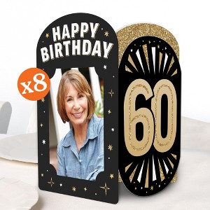 Big Dot of Happiness 60th Birthday Photo Holder Centerpieces, 4x6 Picture Display Box, Black & Gold Table Decoration for Adult Birthday Decor, 8 Count - 1 of 4