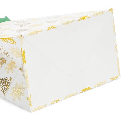 Sparkle and Bash Gold and White Christmas Gift Bags with Tissue Paper