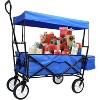 Acekool Folding Wagon Cart with Detachable Canopy, 150lb Capacity, 360° Rotating Wheels, Portable Outdoor Cart for Beach, Garden, Camping, Red - 2 of 4