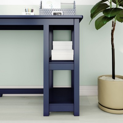 Max & Lily 55" Blue Solid Wood Corner Gaming Desk