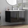 Gulches 30 in 1 Sink Bathroom Vanity Glossy Black Bath Vanity with White Ceramic Top Double Soft-Close Doors Long Gold Metal Handle - 2 of 4