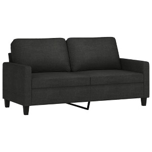 vidaXL 2-Seater Sofa in Sleek Modern Design with Durable Fabric and Metal Frame, Comfy Cushioned Seating, Perfect for Living Room, Lounge Area - Black - 1 of 4