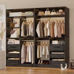Aheaplus 72'' Set of 2 Freestanding Closet System with 6 Drawers and 4 Hanging Rods, Reversible Wardrobe with Shelves - 1 of 4