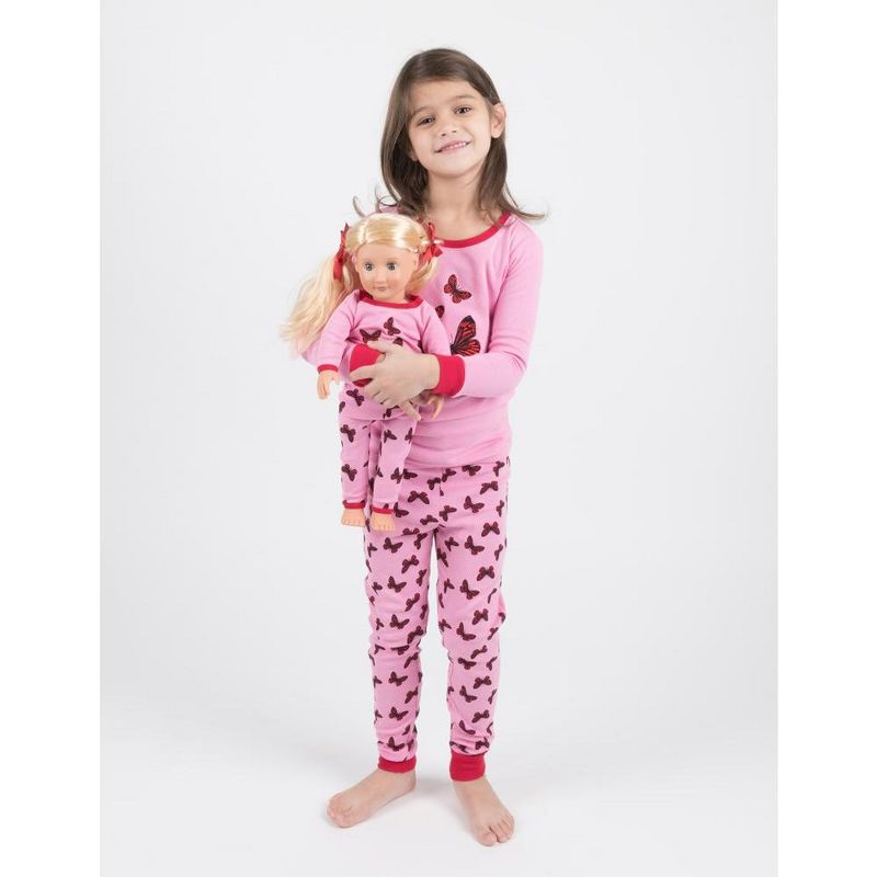 Leveret Girl and Doll Matching Cotton Animal Print Pajamas, 2 of 5