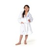 Personalized Linum Kids 100% Polyester SUPER PLUSH Double Brushed Hooded Bathrobe in Purple Script Font - 3 of 3