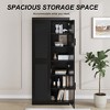 72"x62"x16" Wood Grain Buffet Cabinet in Black, Storage Organizer with Adjustable Shelves and Rattan Doors for Kitchen Bedroom Entryway Living Room - 4 of 4