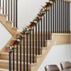 TackView 6ft Christmas Garland, Pre-Lit Xmas Garland with Lights, Christmas Garland with Pine Cones, Ball Ornaments for Fireplace Mantle Decor - 2 of 4