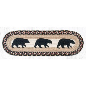 Earth Rugs Oval Stair Tread – American Bears Design, Rustic Braided Jute, 27"x8.25" Lodge-Style Accent - 1 of 3