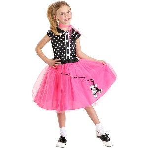 HalloweenCostumes.com Girl's Classic Sock Hop Halloween Costume | Kid's 50's Retro Rock and Roll Attire for Themed Parties - 1 of 4