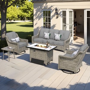 XIZZI OUTDOOR SWIVEL ROCKER SETS: 3-PC Rocker + Modular Sofa & Fire Pit Options - All-Weather Fabric, 8 Color Choices for Patio, Garden, Poolside - 1 of 4