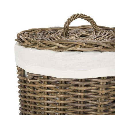 Natural Brown Rattan Laundry Baskets with Removable Lids