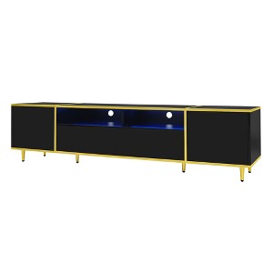 Vynxaria 70.9" Modern TV Stand for TVs up to 80 Inches - Entertainment Center with LED Lights, 2 Drawers, 2 Cabinets, Metal Legs - 1 of 4