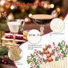 100 Pcs Christmas Cocktail Pick Xmas Tree Snowflake Snowman Santa Claus Reindeer Pattern Sticks Cupcake Fruit Appetizer Skewers 4.9" Bamboo Toothpicks - 4 of 4
