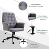 TiramisuBest Linen Home Office Chair, Tufted Adjustable Computer Chair with Wheels & Padded Armrests, Dark Gray, Polyester - 4 of 4