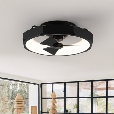 Modern Matte Black Low Profile 19" Ceiling Fan with LED Light and Remote