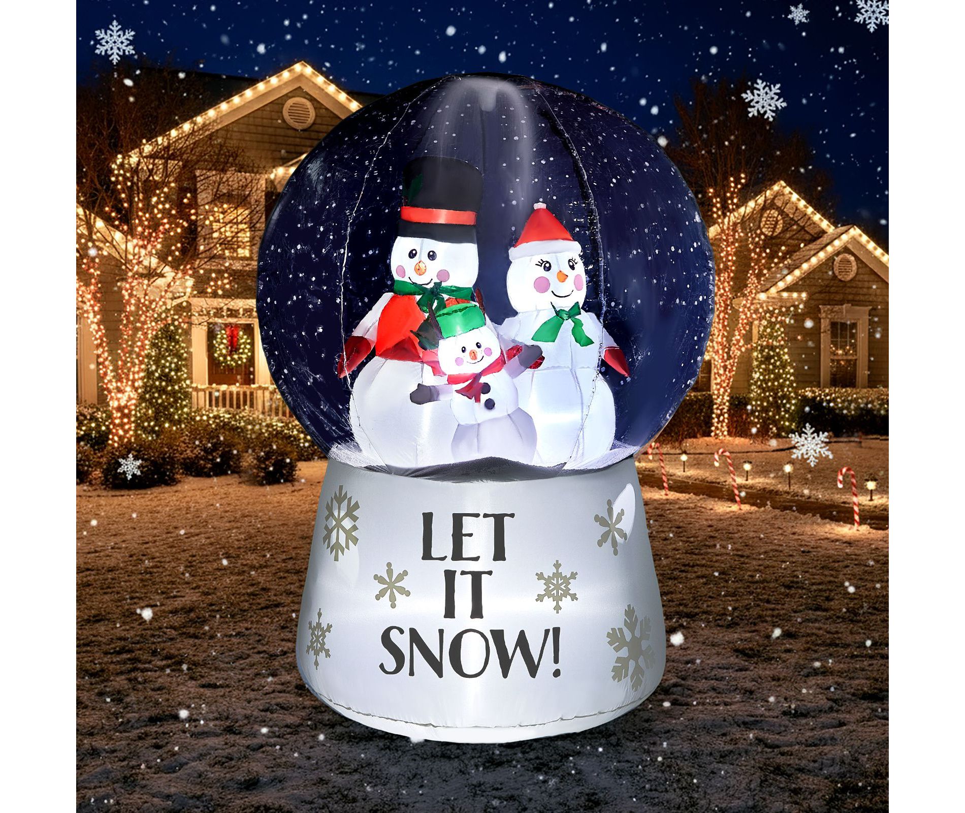 Karl Home 6 FT Lighted Snow Globe with Snowman Family Christmas Inflatable Decoration
