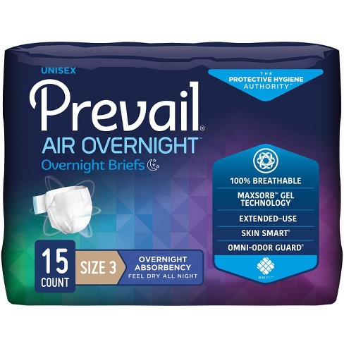 Prevail Air Overnight Unisex Adult Incontinence Briefs, Refastenable Tabs,  Overnight Absorbency : Target