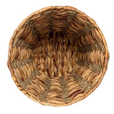 Natural Water Hyacinth and Seagrass Round Waste Basket