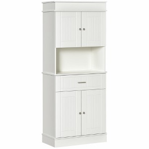 72" Kitchen Buffet with Hutch, Freestanding Pantry Cabinet with Utility Drawer, 2 Door Cabinets, Adjustable Shelves and Countertop - 1 of 4