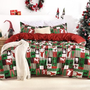 3 Piece Christmas Duvet Cover Bedding Set - 1 of 4