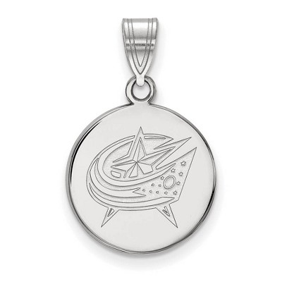 Black Bow Jewelry 14k White Gold Columbus Blue Jackets NHL Medium Pendant