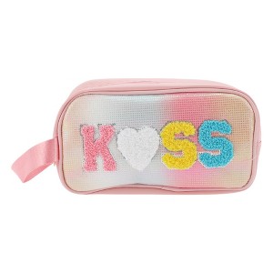 Unique Bargains Women's Portable Side Handle Colorful Makeup Bag Pink 1 Pc - 1 of 3