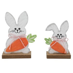 Transpac Wood Easter Bunny w/Carrot Set of 2 Home Decorations Easter - 1 of 1