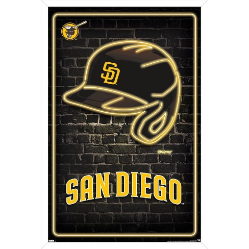 Trends International MLB San Diego Padres - Neon Helmet 23 Framed Wall  Poster Prints White Framed Version 22.375 x 34
