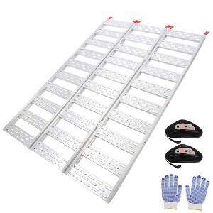 Aluminum Tri-Fold Ramp with Treads, 1500 lbs Vehicle Loading Ramp, 76" L x 50" W - 1 of 4