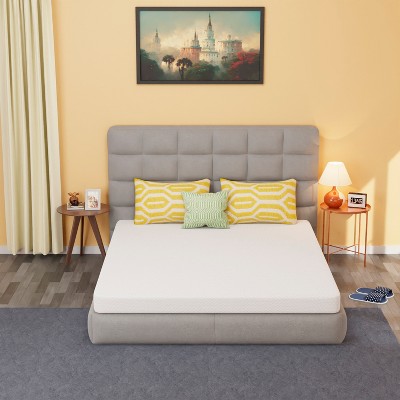 FDW 5 Inch Green Tea Memory Foam Mattress Cooling Gel Infused Mattress,Fiberglass Free/CertiPUR-US Certified/Bed-in-a-Box,White