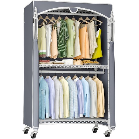 Garment rack with cover and wheels hot sale